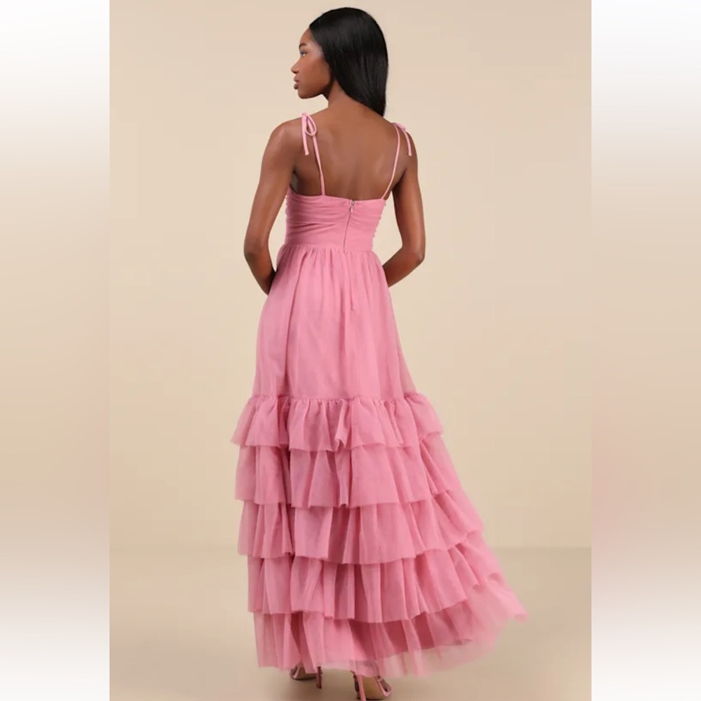 Lulu's Pink Tiered Ruffle Maxi Dress - Picture 5 of 6